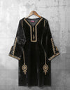 | VELVET EMBROIDERED KURTI | - Polkadots - 11392AMY-066711 - | VELVET EMBROIDERED KURTI |