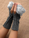 WOOLEN FINGERLESS GLOVES - Polkadots - 13174LIC-206689 - WOOLEN FINGERLESS GLOVES