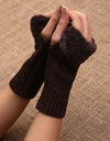 WOOLEN FINGERLESS GLOVES - Polkadots - 13184LIC-206728 - WOOLEN FINGERLESS GLOVES