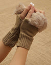 WOOLEN FINGERLESS GLOVES - Polkadots - 13171LIC-206675 - WOOLEN FINGERLESS GLOVES